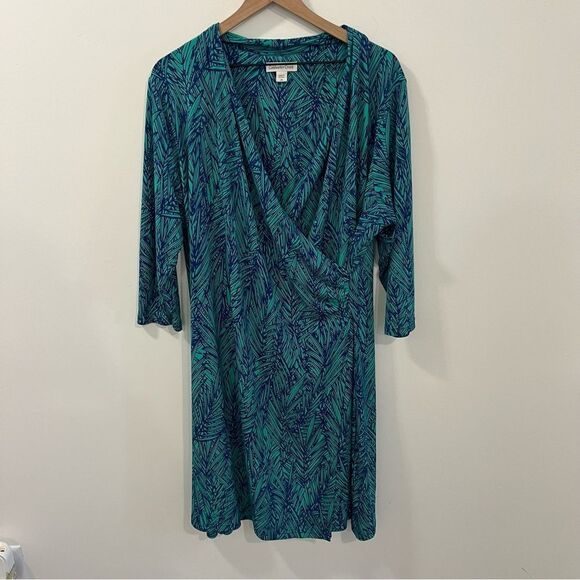 Coldwater Creek Printed Faux Wrap Dress Size 20 - Picture 1 of 11